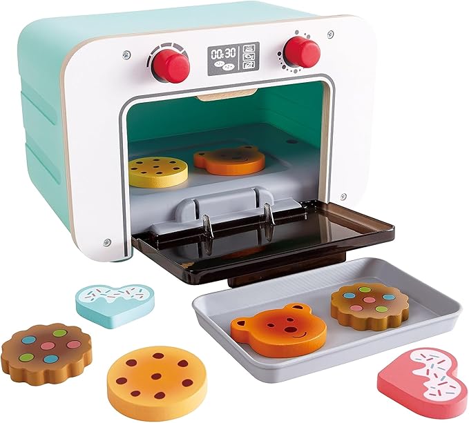 Hape: Countdown Baking Oven - Lights & Sounds, Wooden Kitchen Toy Playset, Biscuit & Baking Tray Accessories, Realistic Pretend Play, Kids Ages 3+