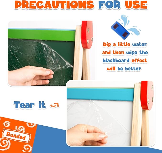 Kids Easel Including 100+ Accessories, Double Sided Wooden Easel for Kids - Magnetic Chalkboard & Painting Board & 2 Paper Rolls, Art Easel Supplies for Toddlers 3-8 Height Adjustable