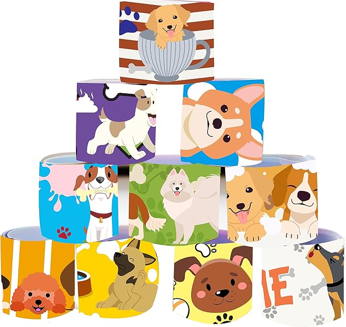 48 Pcs Slap Bracelets for Kids Holiday Party Favor Toys Slap Bracelets Bulk Cat and Dog Theme Snap Bracelet Birthday Party Supplies Classroom Prizes Wrist Bands Toddler Party Favors Christmas Easter Halloween Holiday Gifts