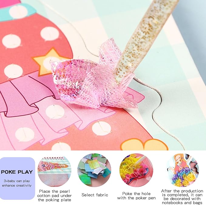 GOVOY Kids Fashion Design Drawing Book for Girls, Princess Dress-up Activity Book with Stickers, Poking, DIY Craft Kit, Kids Art Education Book