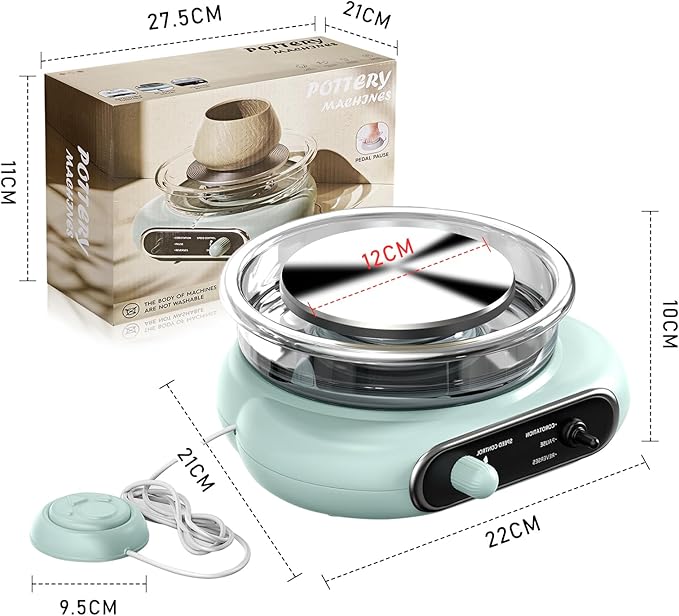 BIYQFCR Mini Pottery Wheel - 4.7Inch Rotating Electric Pottery Wheel, Pottery Wheel for Adults,Comes with 8Plastic Tools and 6Clay Sets,Suitable for Kids,Teenagers and Adults Beginners Craft Clay Kit