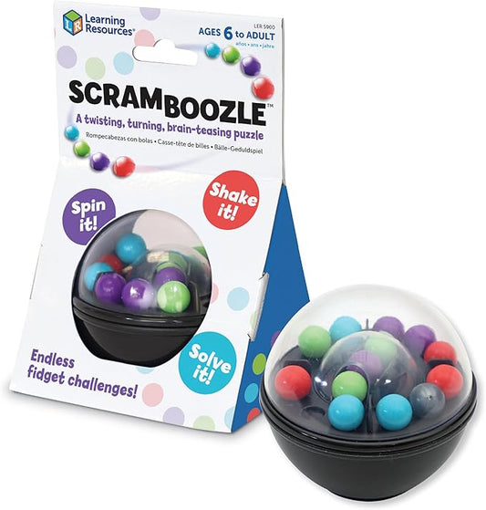 Learning Resources Scramboozle Puzzle Ball - 3D Brain Teasers and Puzzle Games for Kids and Adults, Puzzle Sort Ball Game, Fidget Toys, Travel Games for Ages 6+