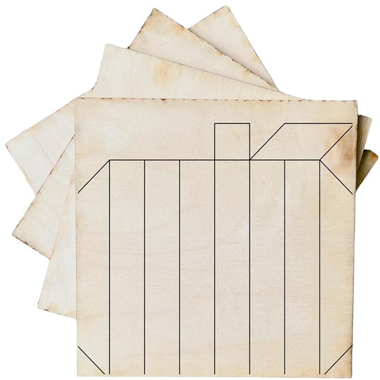 4 Pack Fall Barn Quilt Kit Pattern DIY Unfinished Craft Kit, Autumn Wooden Mini Wall Decor to Paint Small Squares Craft Set (3 inches, Pumpkin)