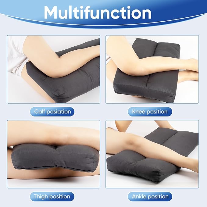 MINUPWELL Knee Pillow for Side Sleepers, 3" Leg Pillow for Side Sleeping, 100% Cotton Fabric Pillow for Between Knees While Sleeping - High Support Alternative for Relieving Leg, Back, and Knee Pain