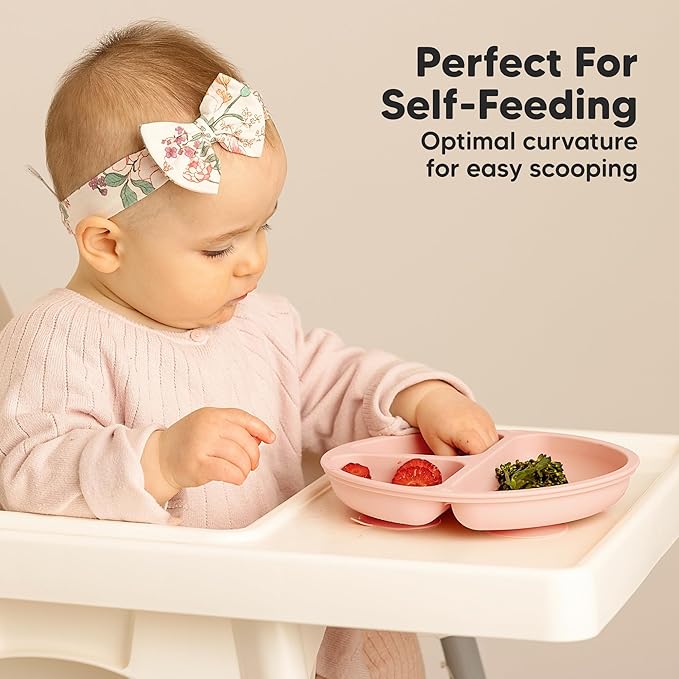 KeaBabies Suction Plates for Baby, Toddler - 3-Pack 100% Silicone Toddler Plates, Divided Baby Plates with Suction, Silicone Plates for Baby, Kids, BPA-Free, Microwave, Dishwasher Safe (Mellow)
