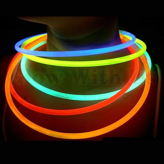 600 Glow Sticks Bulk Wholesale Necklaces, 22” Glow Stick Necklaces, Assorted Bright Colors, Glow 8-12 Hr, Connector Pre-attached(handy), Glow-in-the-dark Party Supplies, GlowWithUs Brand