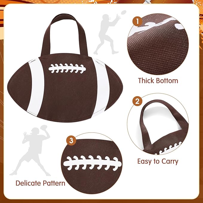 Aoriher 158 Pcs Football Party Favors Set Bulk Sport Non Woven Gift Bags Slap Bracelets Mini Bouncy Balls Toy Whistle Keychains Sticker Stampers for Sport Party Supplies(Football)