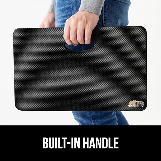 GORILLA GRIP Extra Thick Patent Pending Soft Foam Kneeling Pad, Supportive Large Cushion Knee Pads for Gardening, Baby Bath Time, Dirt and Water Resistant, Workout and Garden Supplies, 17.5x11, Black