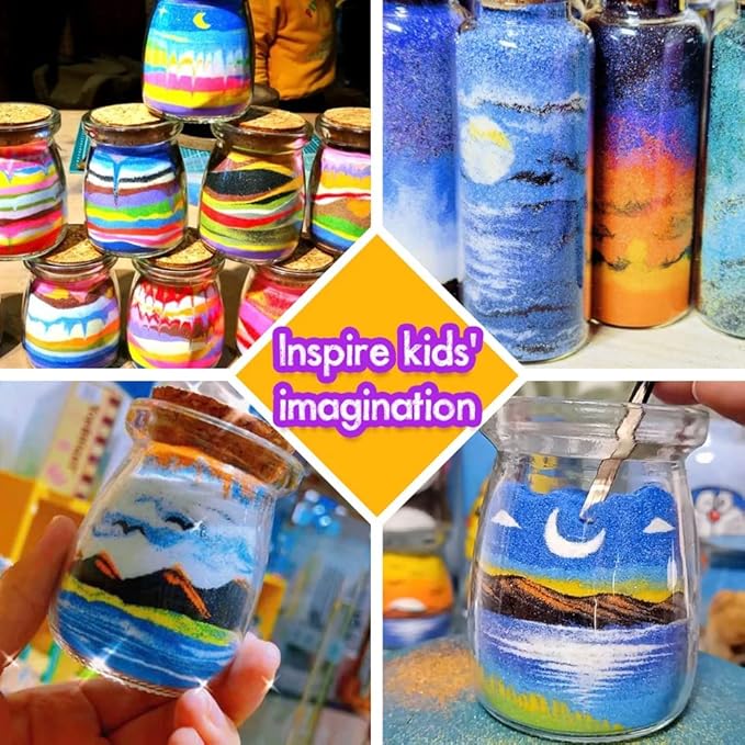 3 otters Colored Sand for Crafts, Art Sand Kit for Kid, Assorted Colors Sand for Sand Art, Supplementary Sand Art Painting, Vase Filler, Art Refill Kit (21 Bags, 4.63Lb Total)