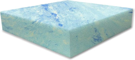 FoamRush 2"x 24" x 24" Gel Cooling Memory Square Foam Cushion, Upholstery Foam, Seat Replacement, Upholstery Sheet, Wheelchair Seat Cushion Replacement, Made in USA