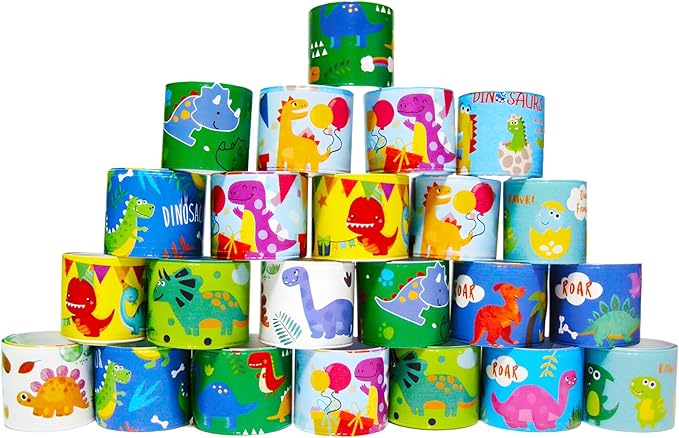 24Pcs Dinosaur Slap Bracelets Cute Cartoon Snap Bracelet Wristband for Party Favour Bag Filler Bulk Snap Bands for School Prizes/Exchanging Gift/Christmas/Easter/Thanksgiving/Birthday Gifts