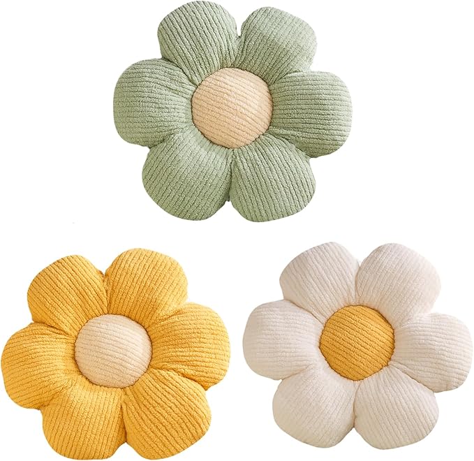 3 Pcs Flower Pillow Flowers Shaped Pillows Cushion Decorative Daisy Pillow for Bed Cute Throw Pillow Flower Floor Pillow Soft Seat Cushion 15.7"