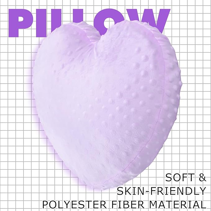 9 lb Sensory Weighted Pillow with Glass Bead Filled Heavy Soft Versatile Hug Body Pillow W/stress Relief for Adults Comfort Relaxation Sleep Valentine's Thoughtful Gift Hear(Purple)