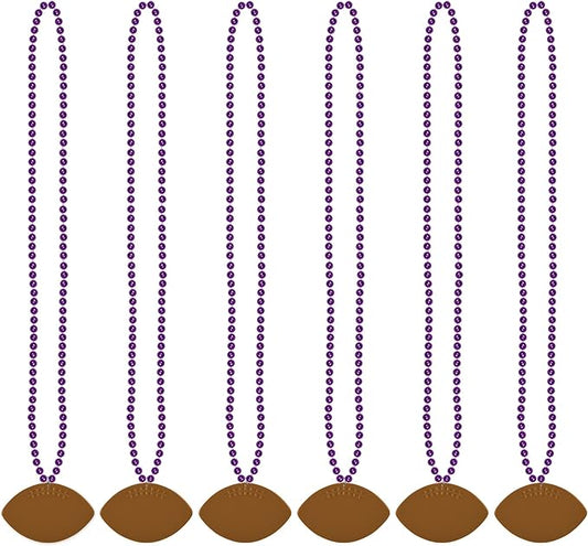 Beistle 6 Piece Plastic Football Party Necklaces Game Day Sports Theme Favors, 33", Purple/Brown