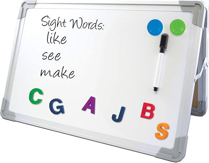 Flipside Products 16” x 20” Magnetic Double-Sided Desktop Easel, Bright White Dry Erase Easel for Office, Home, and Classroom, Aluminum Frame, Magnets and Dry Erase Marker w/Magnetic Eraser Cap