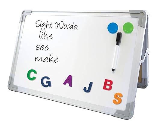 Flipside Products 18”x12” Magnetic Double-Sided Desktop Easel, Bright White Dry Erase Easel for Office, Home, and Classroom, Aluminum Frame, Magnets and Dry Erase Marker w/Magnetic Eraser Cap, 6 Pk