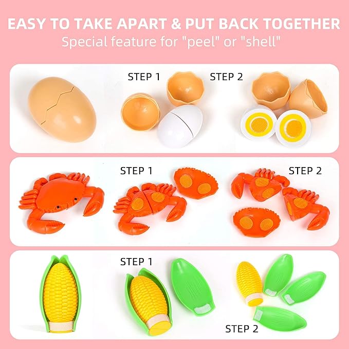 67Pc Pretend Play Food Sets for Kids Kitchen, Pizza Toy Food & Cutting Fake Food - Fruits & Vegetables, Play Kitchen Toys Accessories, Pretend Food Toys for Toddlers Boys Girls Birthday Gift