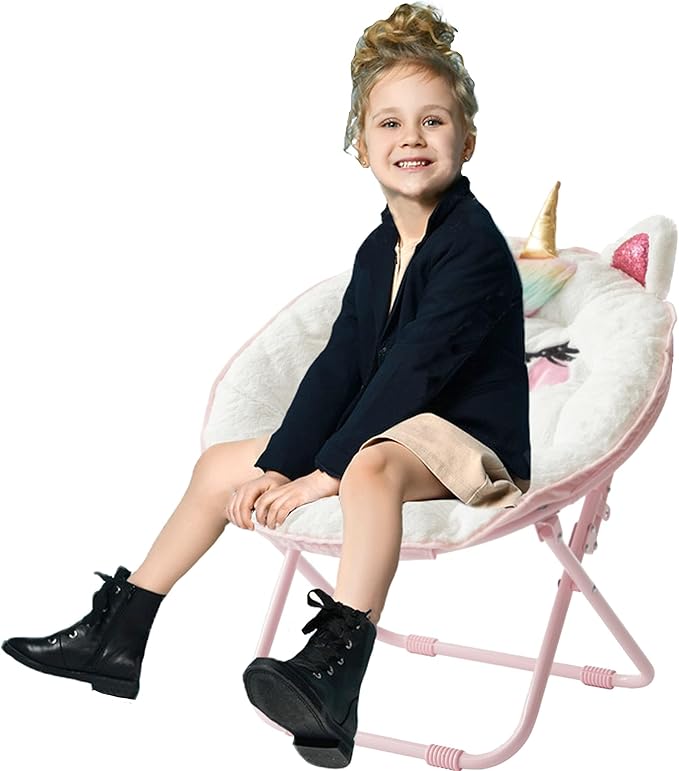 Heritage Kids Unicorn Saucer Chair, For Gaming Textile, White