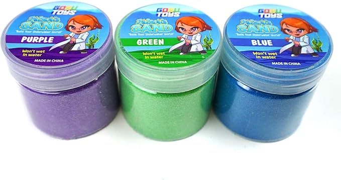Gosu Toys Atlantis Sand Hydrophobic Magic Sand Box Set Over 2lbs of Sand 6 Colors (Green, Yellow, Pink, Blue, Orange, Purple)