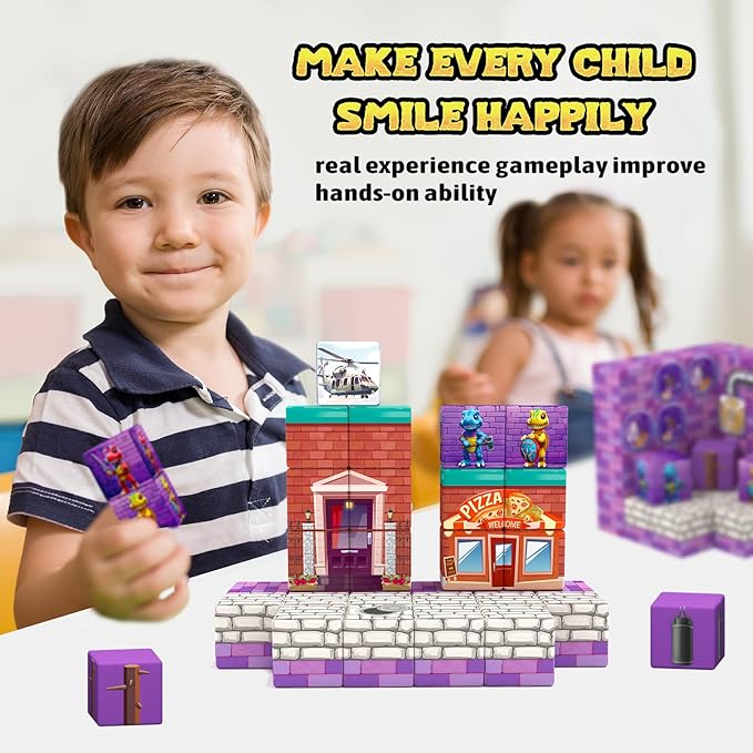 Magnetic Blocks Kids Toys, Magnetic Building Cubes - Creative STEM Sensory Autism Toys for 3+ Year Old Boys & Girls, Adventure Games Elements Magnet Toys for Ages 5-7 8-13