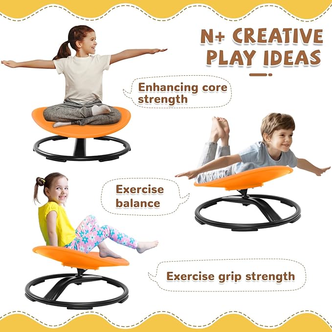 Zhenx Spinning Chair for Kids, Autism Kids Swivel Chair, Kids Sensory Chair, Spinning Chair for Autistic Kids & ADHD Children, Sit and Spin Training Body Coordination (Orange)