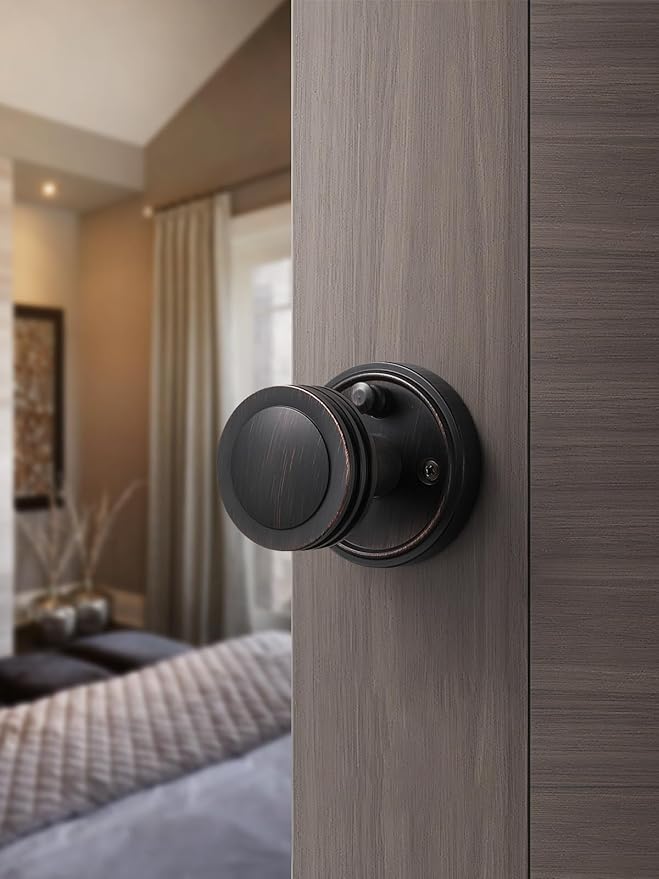 1 Pack Oil Rubbed Bronze Door Knob Interior Privacy Door Knobs Antique Door Knobs for Bedroom and Bathroom Zinc Alloy