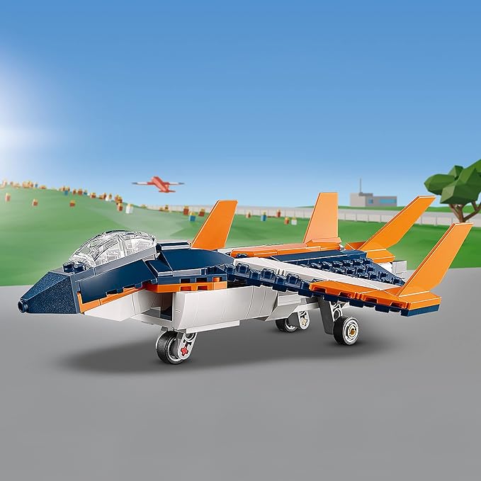 LEGO® Creator 3in1 Supersonic Jet 31126 Building Kit; Build a Jet Plane and Rebuild It into a Helicopter or a Speed Boat Toy