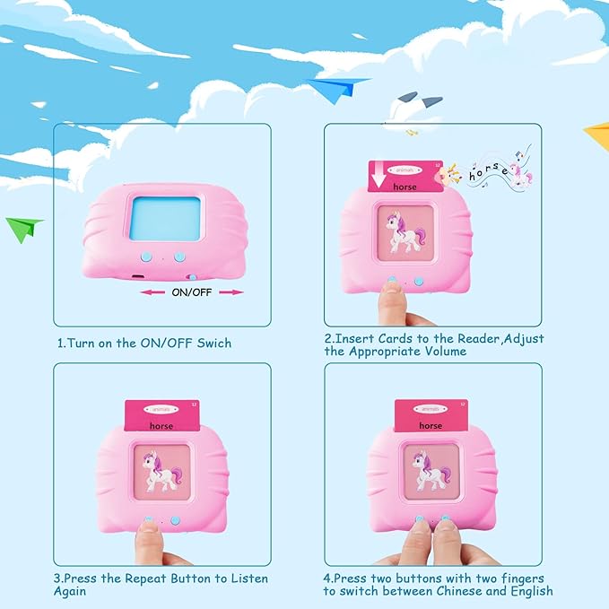 Toddler Toys for 2 3 4 5 Year Old Boys and Girls, Autism Sensory Toys for Autistic Children, Learning Montessori Toys, Speech Therapy Toys, 224 Sight Words Talking Flash Cards (Pink 224)