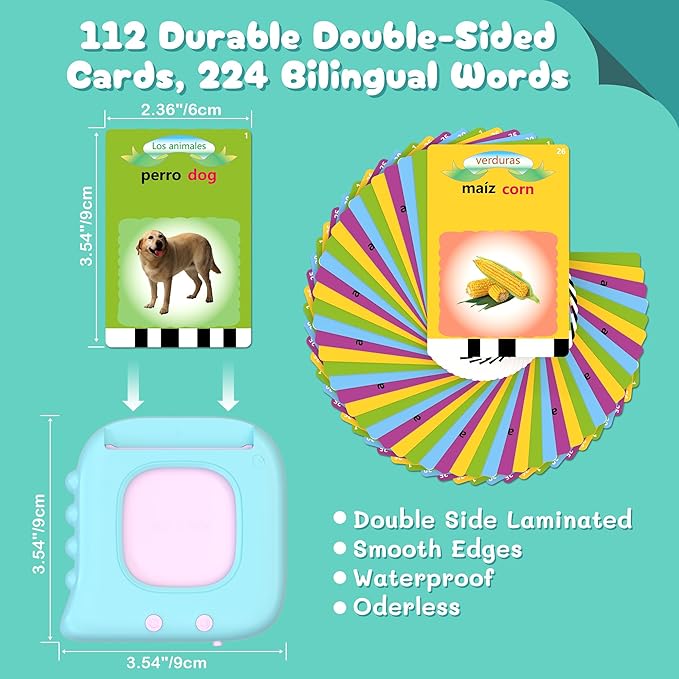 Pocket Speech Therapy Toys for 1 2 3 4 5 Years, Bilingual Spanish English 224 Sight Words Toddler Flash Cards Preschool Learning materialsToy, Montessori Autism Sensory Toys, Birthday Gifts for Boys