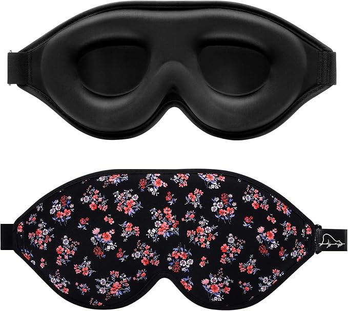 ALASKA BEAR Sleep Mask Memory Foam Contoured Eye Cups for Women and Men, Soft Stitched Edge 3D Blackout Eye Mask for Sleeping No Pressure on Eyelids and Eyelashes Protection, Earplugs Set, Floral