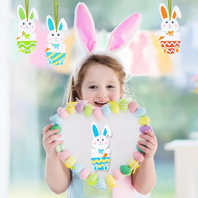 Fennoral 24 Pack Easter Bunny Craft for Kids Make You Own Easter Rabbit Foam Stickers Ornament DIY Easter Arts and Crafts for Easter Party Decoration Easter Gifts