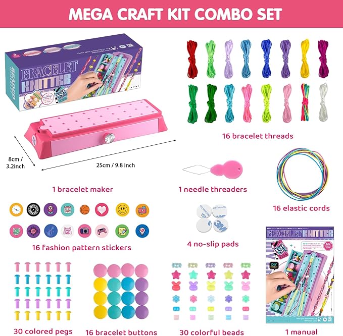 Friendship Bracelet Making Kit for Girls, Arts and Crafts for Kids Age 8-12, DIY Jewelry String Maker Kit Toys, Bracelets Maker Craft, Christmas Birthday Gifts for Ages 6 7 8 9 10 11 12 Year Old