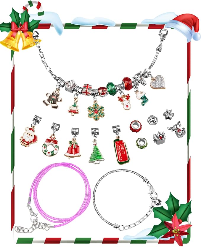 Advent Calendar 2024 Girls, Jewelry Making Kit Charm Bracelet Advent Calendar for Kids Countdown to Christmas, DIY Christmas Arts and Crafts for Girls Age 4-12, Teenagers, Teens Girl, Adults, Women