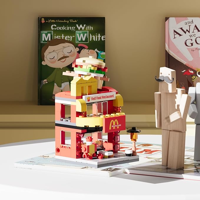 Building Brick Sets City Building Block Set, Burger House Compatible with Lego Bricks, MOC Creative Building Set for Girls 6-12, Gift Idea for Kids Adults (167PCS)