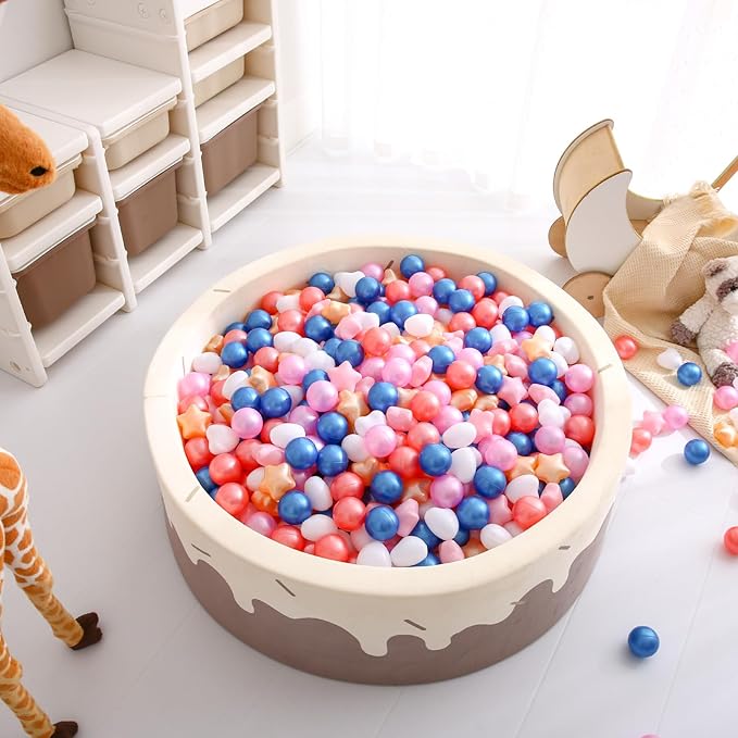 GOGOSO Shape Ball Pits Balls, Star Heart Plastic Play Balls for Toddlers Kids Children, DIY Giant Friendship Bracelet Banner