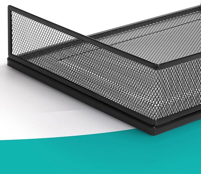 Wire Mesh Letter Trays Paper Tray Desk File Organizer, 2 Pack Stackable Metal Front-Load Documents Tray for Office Supplies File (Transverse)