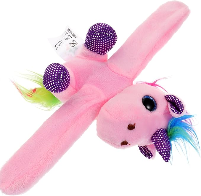 Abaodam Animal Slap Bracelet Unicorn Slap Bracelet Plush Stuffed Animal Hugger Snap Wrist Band for Kids Birthday Party Toy