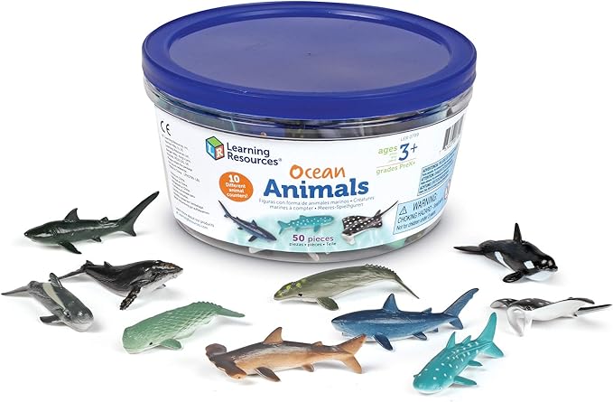 Learning Resources Ocean Animals - 50 Pieces, Ages 3+ Toddler Learning Toys, Perfect for Math Counters and Imaginative Play