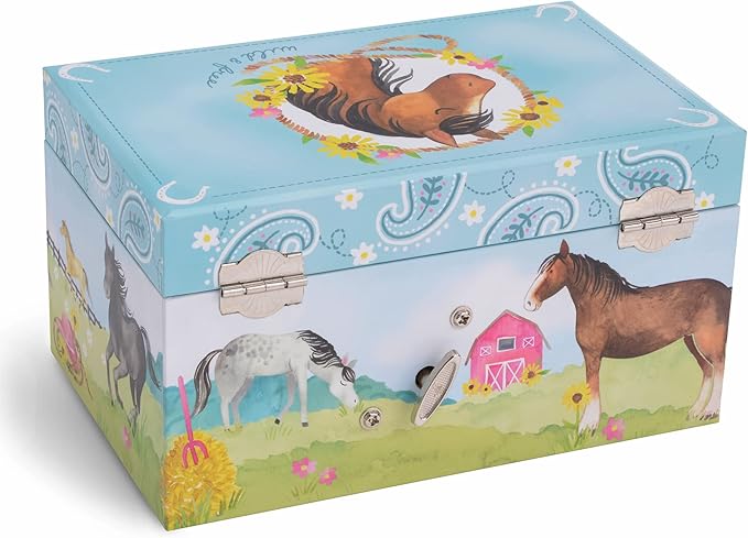 Jewelkeeper Horse Music Box & Little Girls Jewelry Set - 3 Horse Gifts for Girls