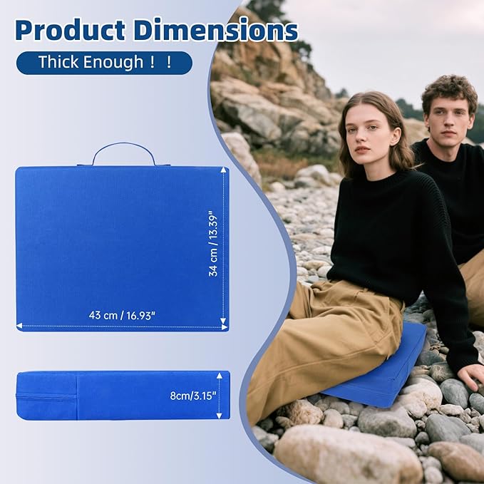 FirstGift 3.15" Thick Waterproof Stadium Seat Cushion for Bleachers, Portable Padded Chair for Sports Events, Concerts, Outdoor Mat – Lightweight & Comfortable