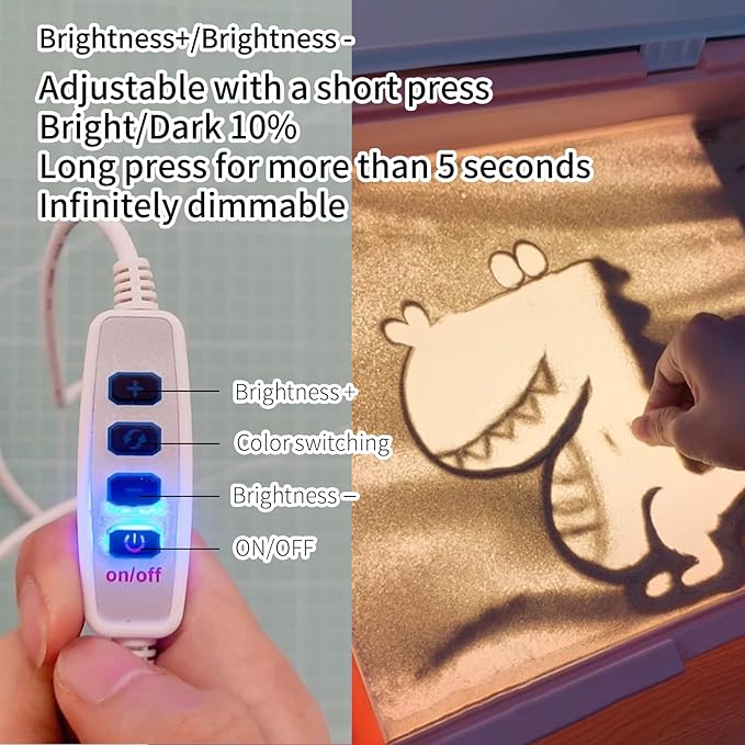 18" Light Table for Kids,Sand Painting Light Box,Light Up Sand Tray Sensory Light Table with Lid 3 Color Modes & 10 Levels Adjustable Brightness Christmas Birthday Gifts for Boys Girls