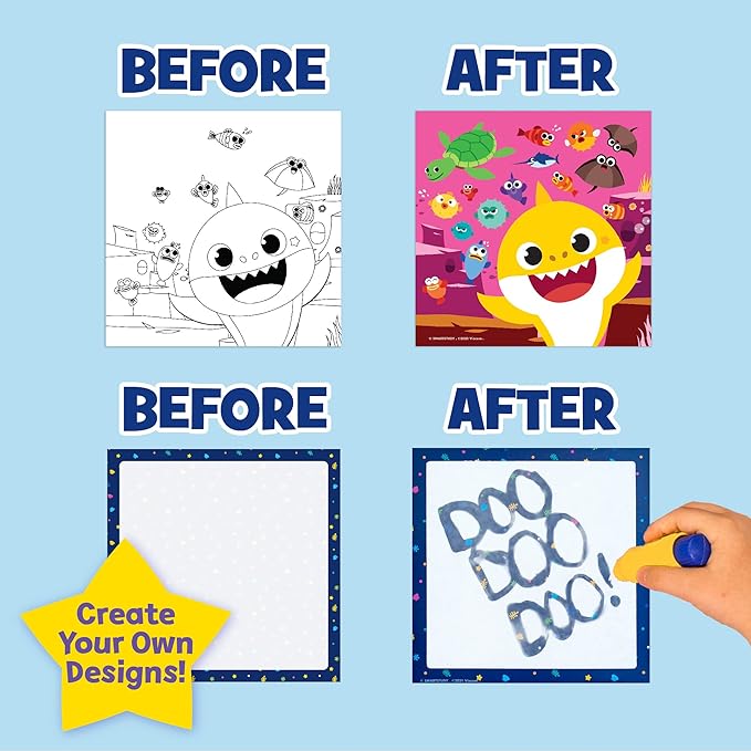 Horizon Group USA Baby Shark Aqua Art – Baby Shark Water Coloring Pads – Includes Magic Refillable Water Brush for Mess Free Water Art Painting for Toddlers – Great Baby Shark Art Set for 3 Year Old