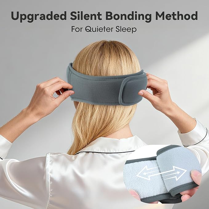 BeMyLady 3D Bamboo Cotton Sleep Mask with Bluetooth 5.4 Headphone, Music Wireless Bluetooth Blackout Eye Mask for Side Sleepers, Earphones HD Speaker Microphone for Travel, Gifts for Women Men, Grey