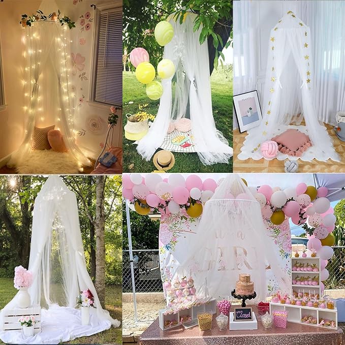 ESUPPORT Dome Princess Bed Canopy Round Lace Mosquito Net Play Tent Hanging House Decoration Lace Netting Curtains for Indoor Outdoor