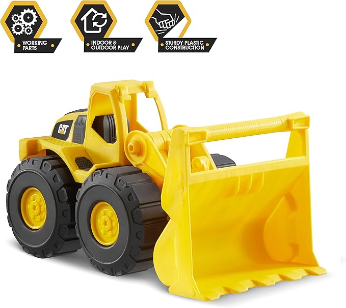 CAT Construction Toys, Construction Fleet 10" Front Loader Toy - Real Working Parts, Indoor/Outdoor, Sturdy Plastic Construction for 2+ Year Old Boys