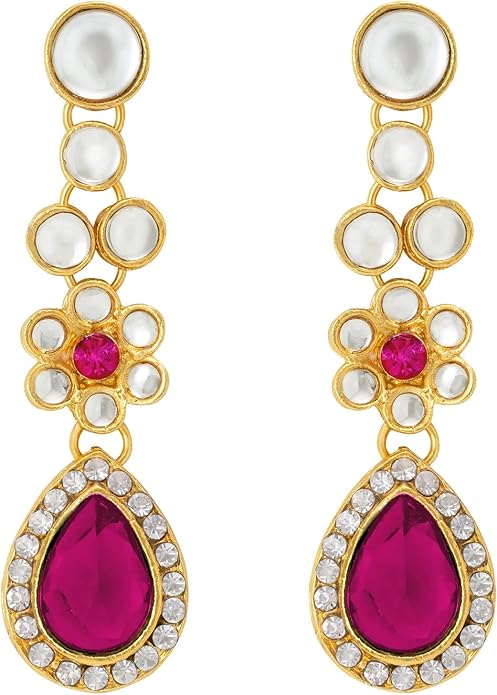 Aheli Traditional Gold Plated Kundan Beads Studded Choker Necklace Dangle Earrings & Maangtikka Set Ethnic Fashion Jewellery Gift for Women