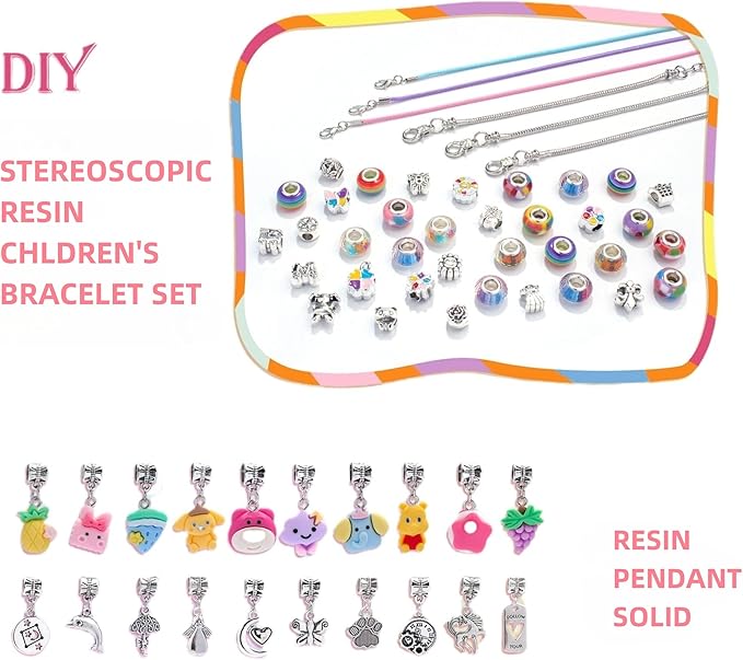 Eihatfif Charm Bracelet Making Kit,Unicorn/Mermaid Crafts Gifts Set for Girls Teens Age 4-12，Jewelry Making Supplies Beads