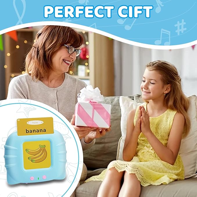 Talking Flash Cards for Todders,Christmas Birthday Gifts for Age 1 2 3 4 5 Years Old.Montessori Toys,Autism Sensory Toys,Speech Therapy Learning Educational Toys with 224 Sight Words-Blue