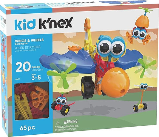 K'NEX Kid Wings & Wheels Building Set - 65 Pieces - Ages 3+ - Preschool Educational Toy