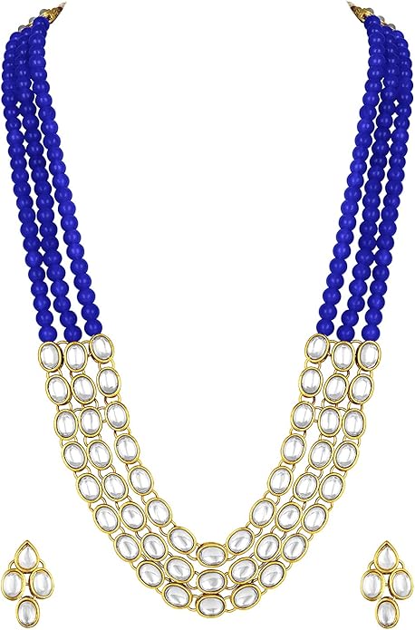 Aheli Indian Traditional Faux Kundan Long Necklace Jewelry Set with Earrings Gift for Women